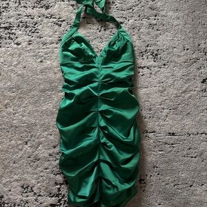 BCBGMaxAzria Emerald Satin Dress